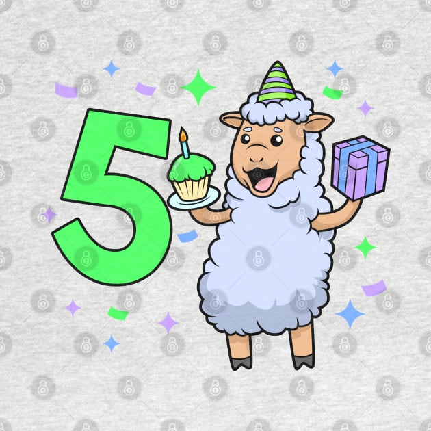 I am 5 with sheep - girl birthday 5 years old by Modern Medieval Design